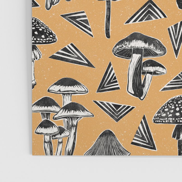 Block-print Mushrooms - ochre Poster Gallery Image 3