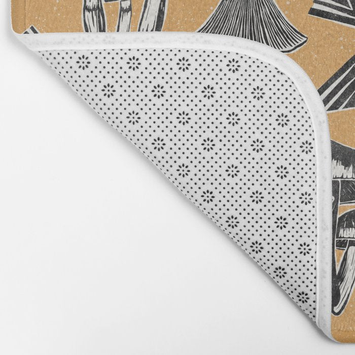 Block-print Mushrooms - ochre Bath Mat Gallery Image 2