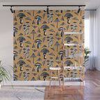 Block-print Mushrooms - ochre Wall Mural Gallery Image 1