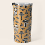 Block-print Mushrooms - ochre Travel Mug Gallery Image 3