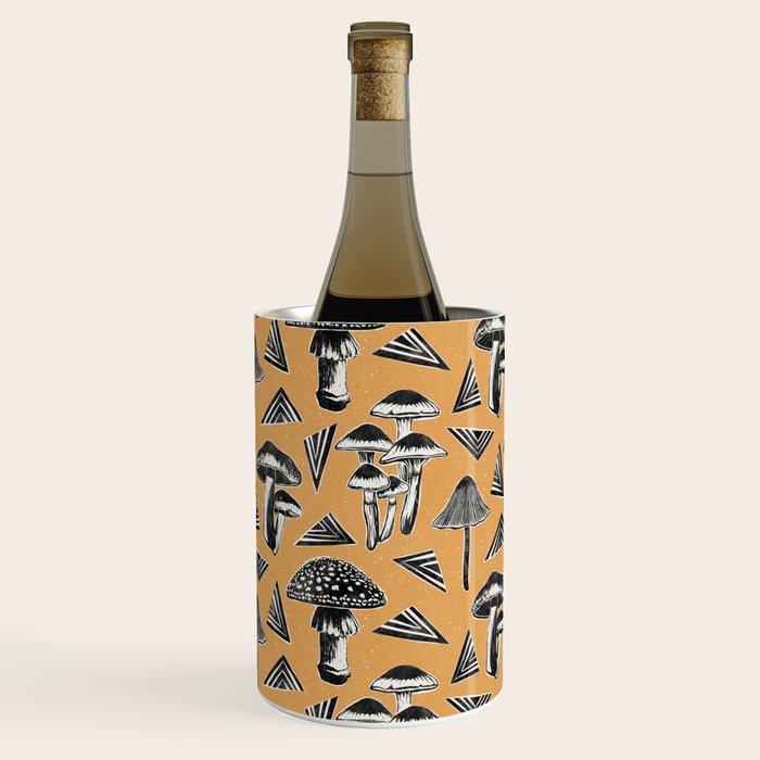 Block-print Mushrooms - ochre Wine Chiller Gallery Image 1