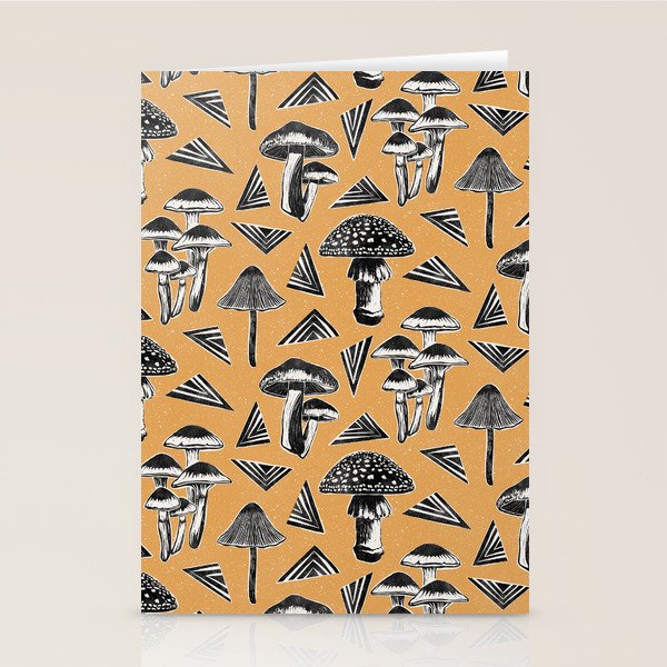 Block-print Mushrooms - ochre Stationery Card Gallery Image 2