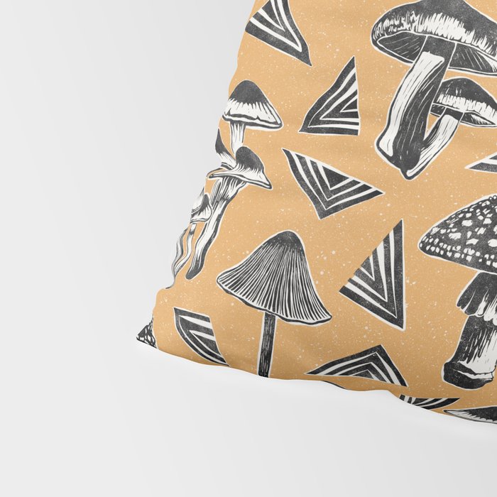 Block-print Mushrooms - ochre Pillow Sham Gallery Image 4