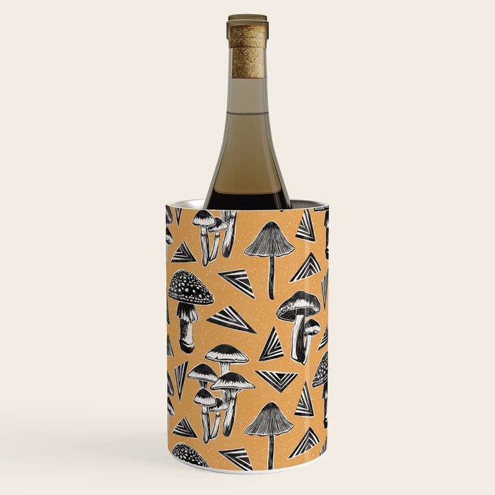Block-print Mushrooms - ochre Wine Chiller Gallery Image 2