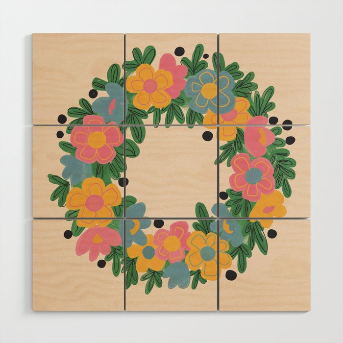 Floral Wreath Wood Wall Art Gallery Image 1