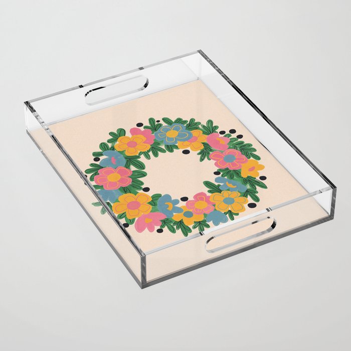 Floral Wreath Acrylic Tray Gallery Image 1