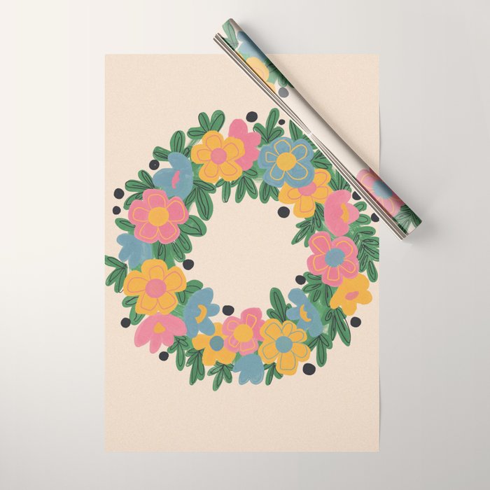 Floral Wreath Wrapping Paper Gallery Image 1