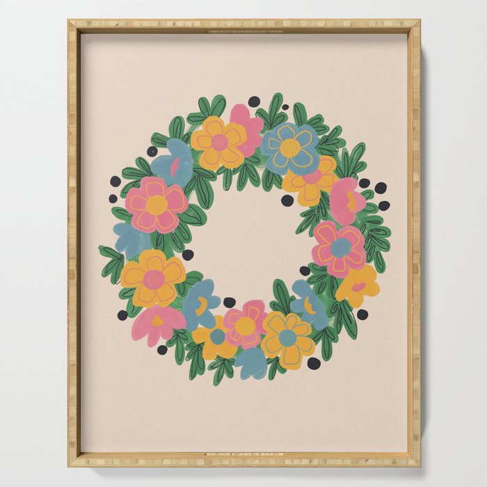 Floral Wreath Serving Tray Gallery Image 1
