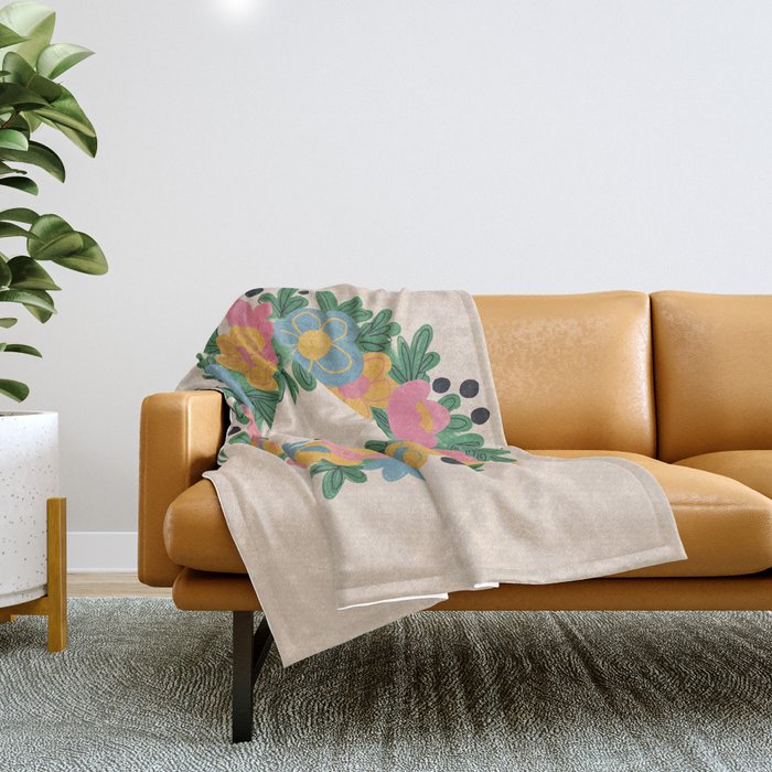 Floral Wreath Throw Blanket Gallery Image 1