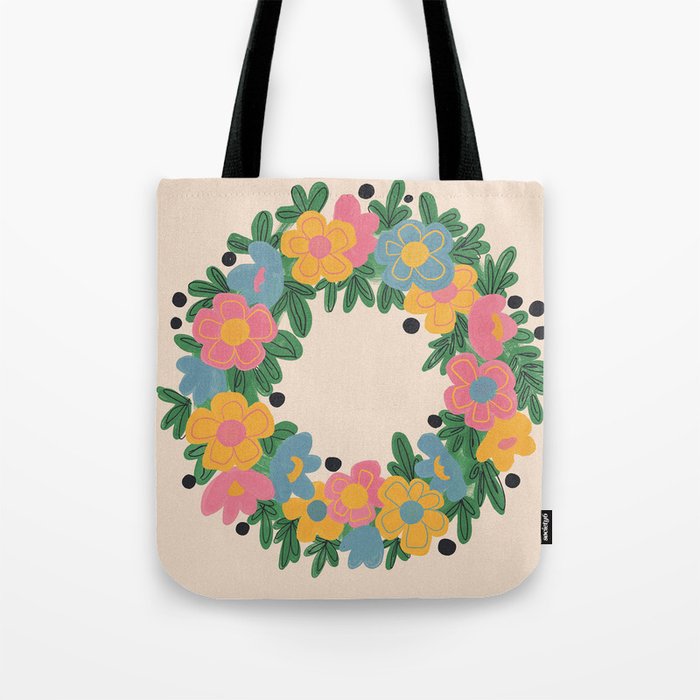 Floral Wreath Tote Bag Gallery Image 1