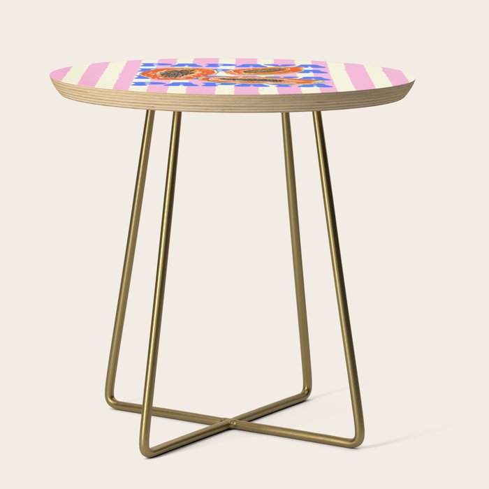 Papaya Stripes Tropical Summer Illustration Side Table Gallery Image 1