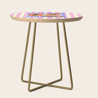 Papaya Stripes Tropical Summer Illustration Side Table Gallery Image 1