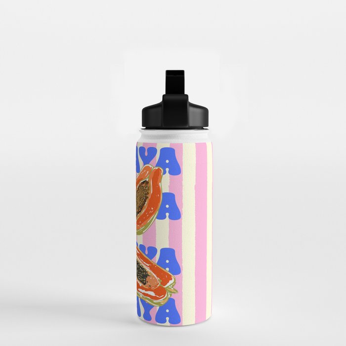 Papaya Stripes Tropical Summer Illustration Water Bottle Gallery Image 2