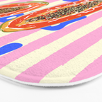 Papaya Stripes Tropical Summer Illustration Bath Mat Gallery Image 3