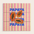 Papaya Stripes Tropical Summer Illustration Wood Wall Art Gallery Image 1