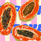 Papaya Stripes Tropical Summer Illustration Coffee Mug Gallery Image 2