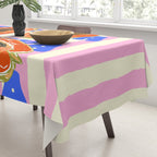 Papaya Stripes Tropical Summer Illustration Tablecloth Gallery Image 3
