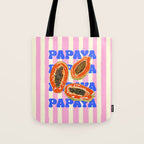 Papaya Stripes Tropical Summer Illustration Tote Bag Gallery Image 1
