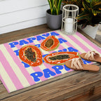 Papaya Stripes Tropical Summer Illustration Outdoor Rug Gallery Image 2