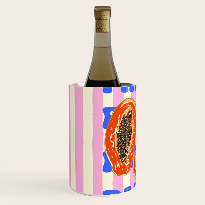 Papaya Stripes Tropical Summer Illustration Wine Chiller Gallery Image 2