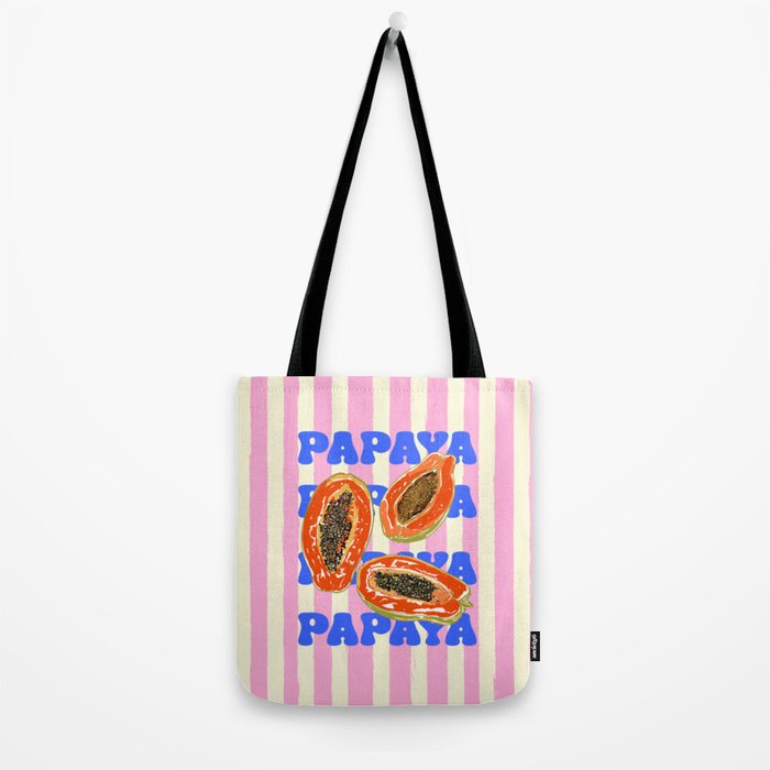 Papaya Stripes Tropical Summer Illustration Tote Bag Gallery Image 2