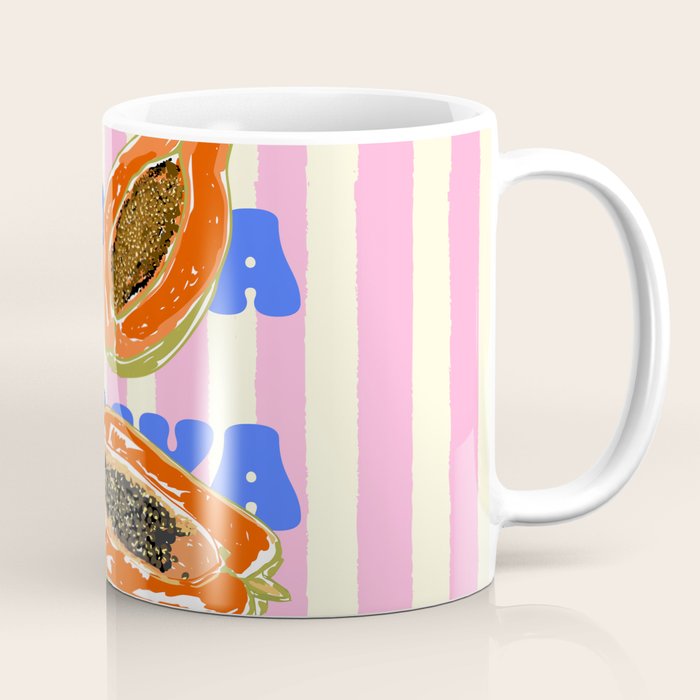 Papaya Stripes Tropical Summer Illustration Coffee Mug Gallery Image 1
