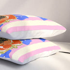 Papaya Stripes Tropical Summer Illustration Pillow Sham Gallery Image 3
