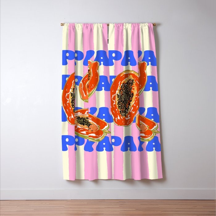 Papaya Stripes Tropical Summer Illustration Window Curtain Gallery Image 3