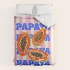 Papaya Stripes Tropical Summer Illustration Comforter Gallery Image 6