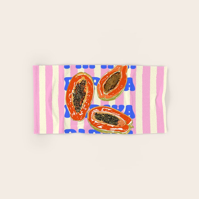 Papaya Stripes Tropical Summer Illustration Bath Towel Gallery Image 1