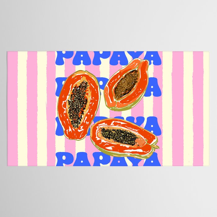 Papaya Stripes Tropical Summer Illustration Tablecloth Gallery Image 2