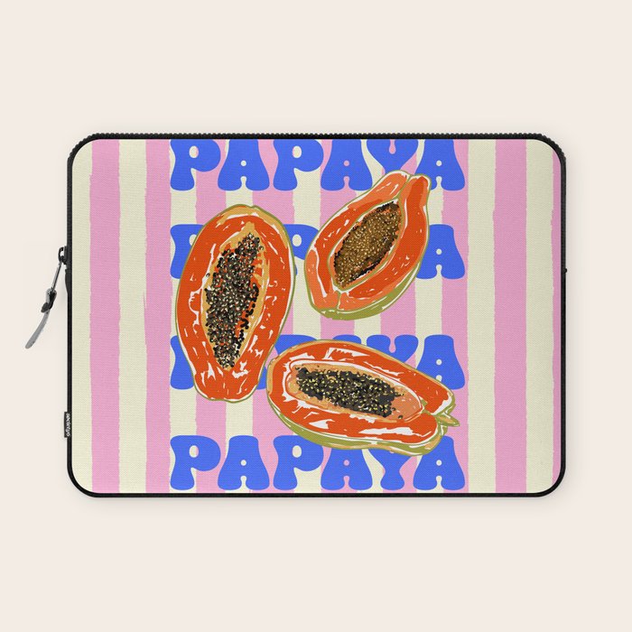 Papaya Stripes Tropical Summer Illustration Laptop Sleeve Gallery Image 1