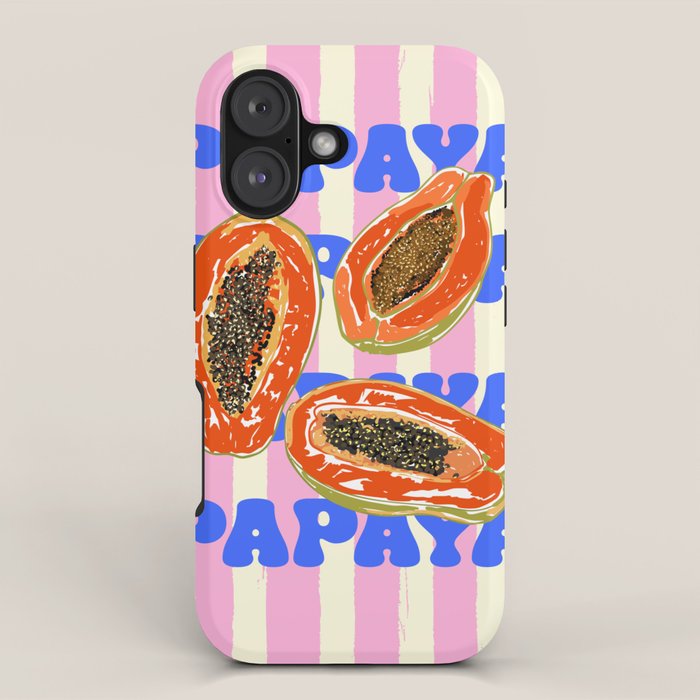 Papaya Stripes Tropical Summer Illustration iPhone Case Gallery Image 1
