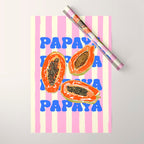 Papaya Stripes Tropical Summer Illustration Wrapping Paper Gallery Image 1