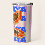 Papaya Stripes Tropical Summer Illustration Travel Mug Gallery Image 2