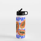 Papaya Stripes Tropical Summer Illustration Water Bottle Gallery Image 1