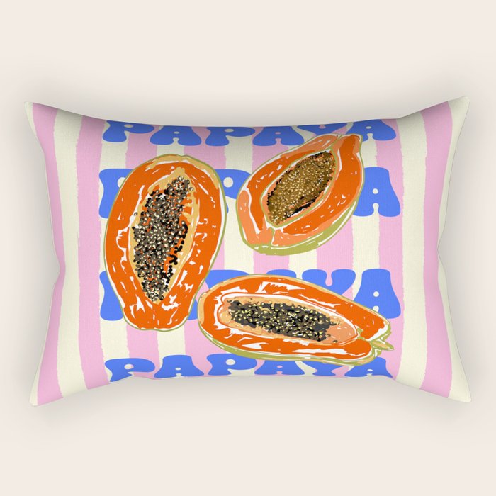 Papaya Stripes Tropical Summer Illustration Rectangular Pillow Gallery Image 2