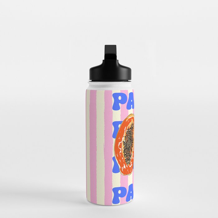 Papaya Stripes Tropical Summer Illustration Water Bottle Gallery Image 3