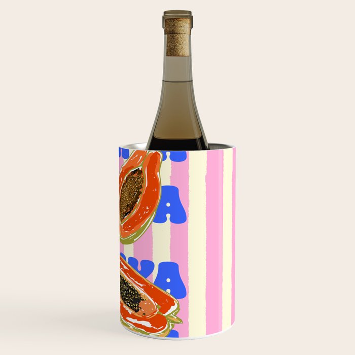 Papaya Stripes Tropical Summer Illustration Wine Chiller Gallery Image 3