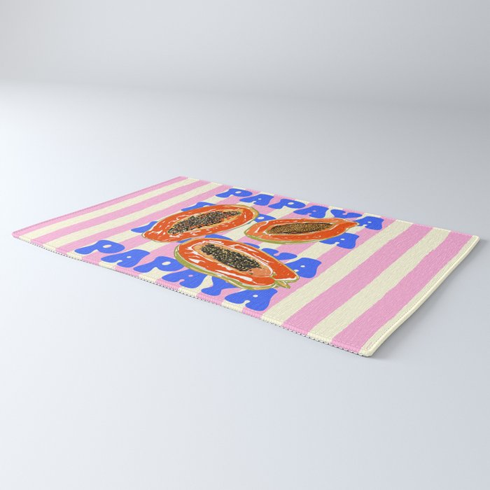 Papaya Stripes Tropical Summer Illustration Rug Gallery Image 3