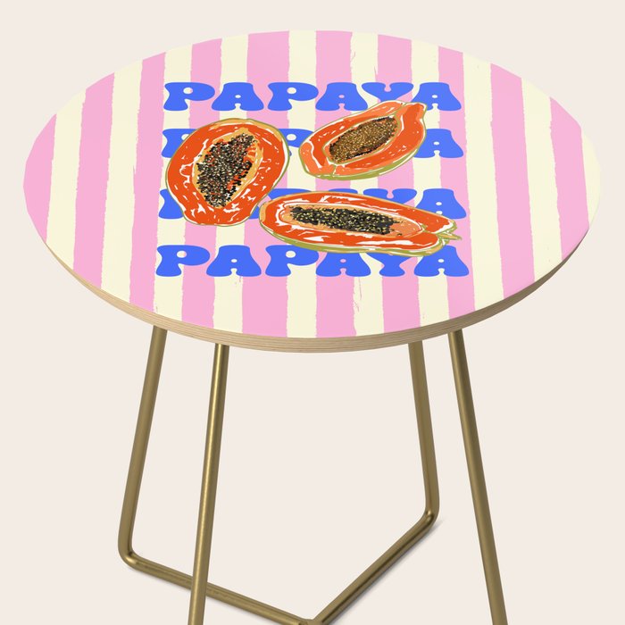 Papaya Stripes Tropical Summer Illustration Side Table Gallery Image 2