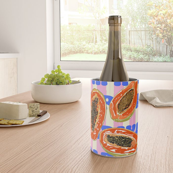Papaya Stripes Tropical Summer Illustration Wine Chiller Gallery Image 4