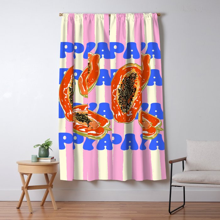 Papaya Stripes Tropical Summer Illustration Window Curtain Gallery Image 5