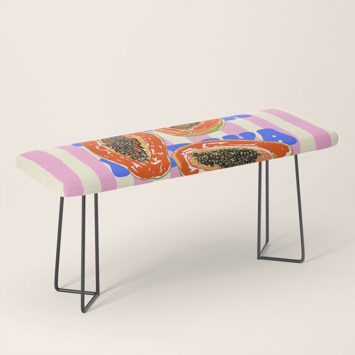 Papaya Stripes Tropical Summer Illustration Bench Gallery Image 1