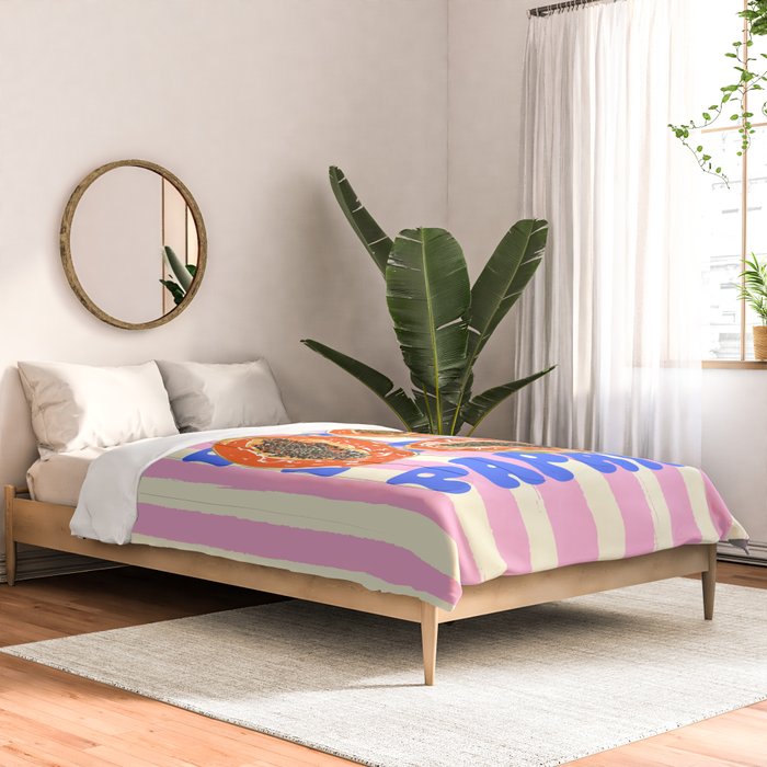 Papaya Stripes Tropical Summer Illustration Comforter Gallery Image 2