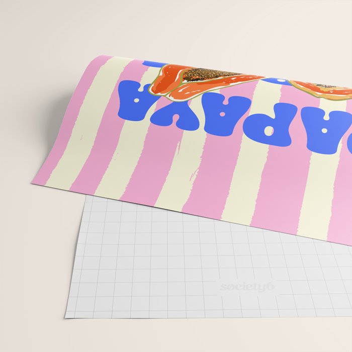 Papaya Stripes Tropical Summer Illustration Wrapping Paper Gallery Image 2