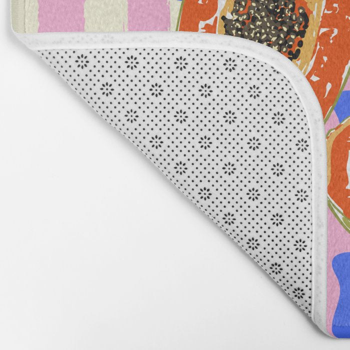 Papaya Stripes Tropical Summer Illustration Bath Mat Gallery Image 2