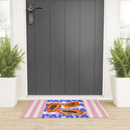 Papaya Stripes Tropical Summer Illustration Welcome Mat Gallery Image 3