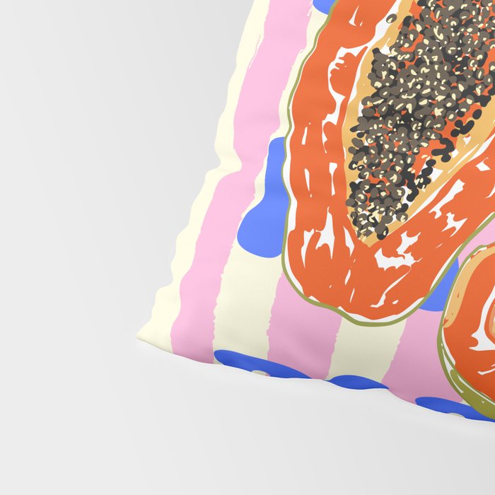 Papaya Stripes Tropical Summer Illustration Pillow Sham Gallery Image 4