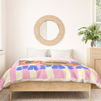 Papaya Stripes Tropical Summer Illustration Duvet Cover Gallery Image 3